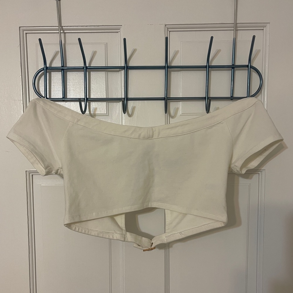 Tobi Off White Mid Rib Top Small (Crop Top)
